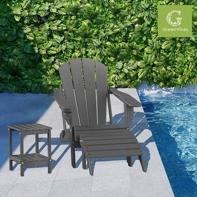 GREENVINES Adirondack-Outdoor-Side-Table | Set of 4 | 14 x 13 Inches | HDPE - Image 2