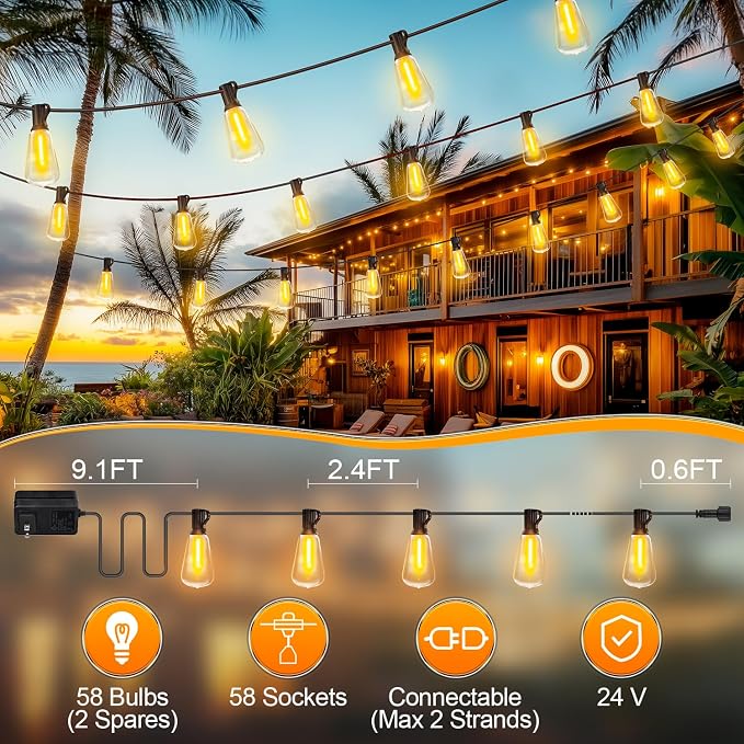 Outdoor String Led Patio Lights - 150Ft 45M Outside Waterproof Light ST38 - Image 4