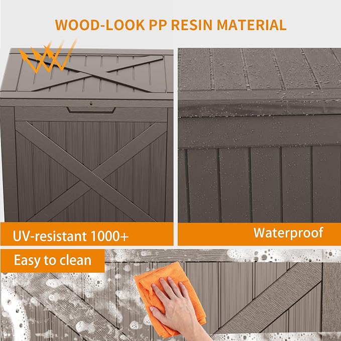 32 GallonOutdoor Storage Box, Resin Deck Boxes Waterproof, IndoorOutdoor Bin - Image 4