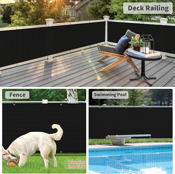 LOVE STORY 3'x12' Black Balcony Screen Privacy Fence Cover UV Protection - Image 4