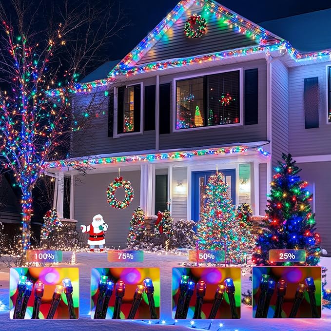 String Lights, 2 Pack Solar Christmas Strings in White or Multicolor