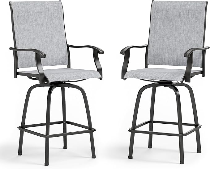 MFSTUDIO Outdoor Bar Stools Set of 2, Swivel Bar Height Patio Chairs Outdoor by MFSTUDIO