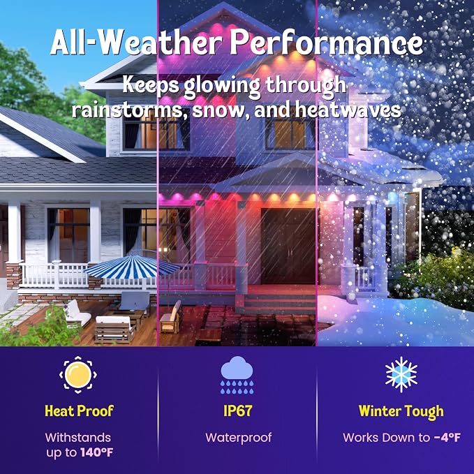 Fitop Permanent Outdoor Lights, 100FT RGB LED Eaves Light - Image 2