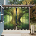 Outdoor Curtains: Waterproof Green Forest Pattern Polyester Panels