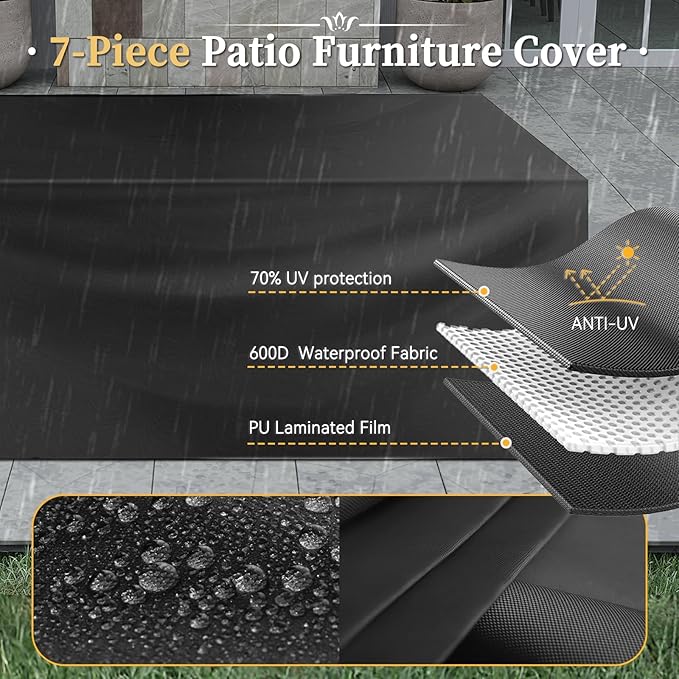 Aoxun 14 Piece Patio Furniture Set Wicker Rattan Patio Conversation Set Outdoor - Image 7
