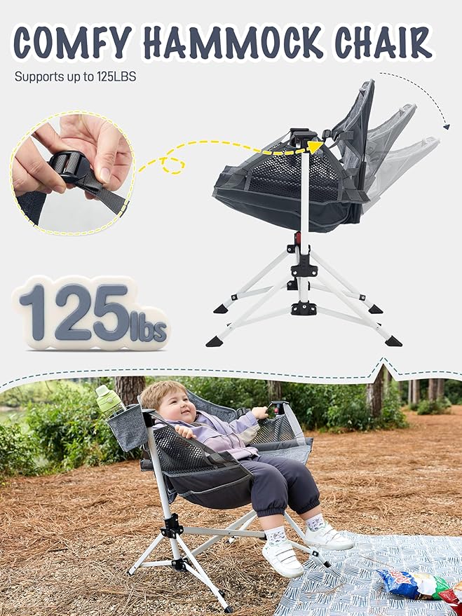 EVER ADVANCED Kids Hammock Chair Foldable, Kids Camping Chair - Image 4