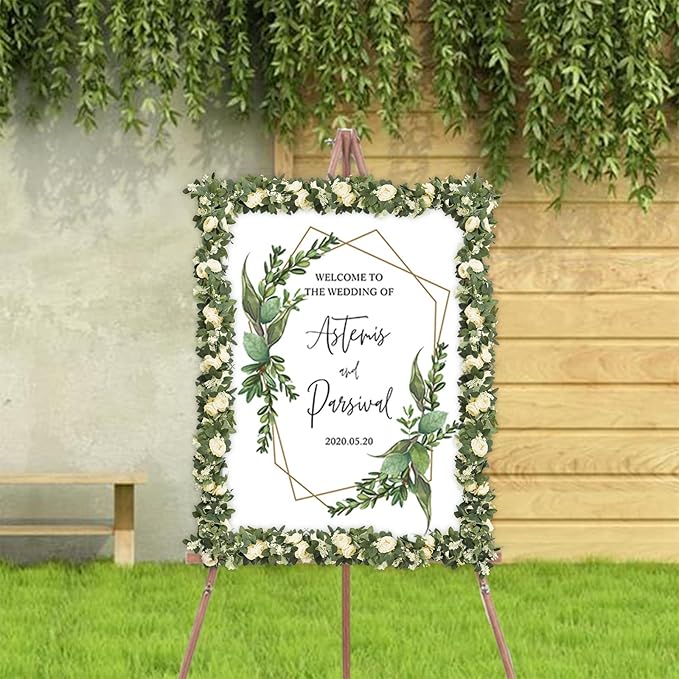 Artificial Eucalyptus Garland with Champagne Roses, 2 Pack