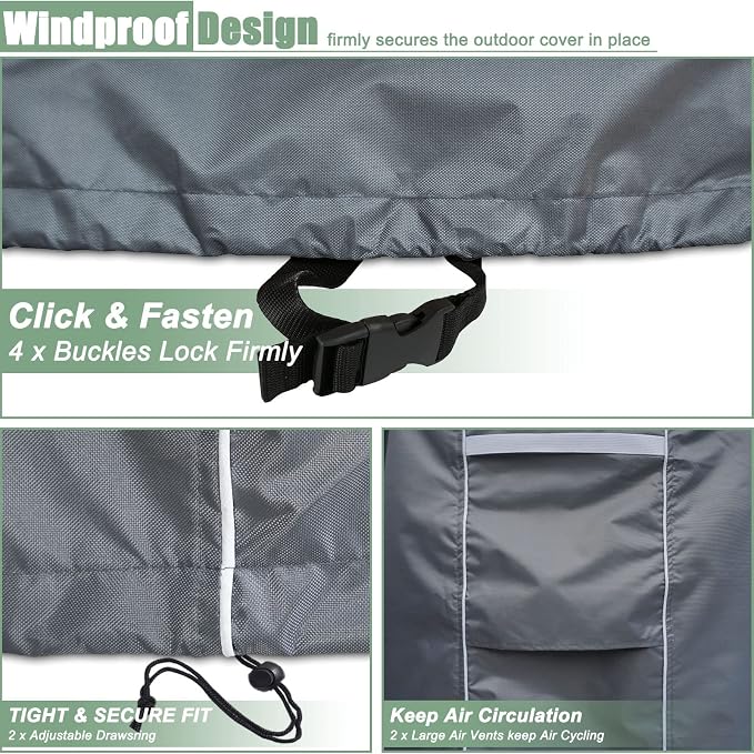 Gasadar Outdoor Round Patio Table Cover Waterproof, Round Patio Furniture Cover - Image 5