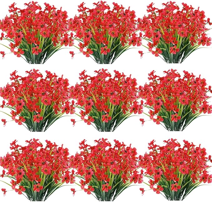 Artificial Plants Greenery, 30 Bundles, UV Resistant Outdoor Flowers