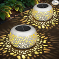 Solar Lanterns Outdoor Waterproof: 2 Pack White Hollow Out Metal Solar Lights by NFEVER