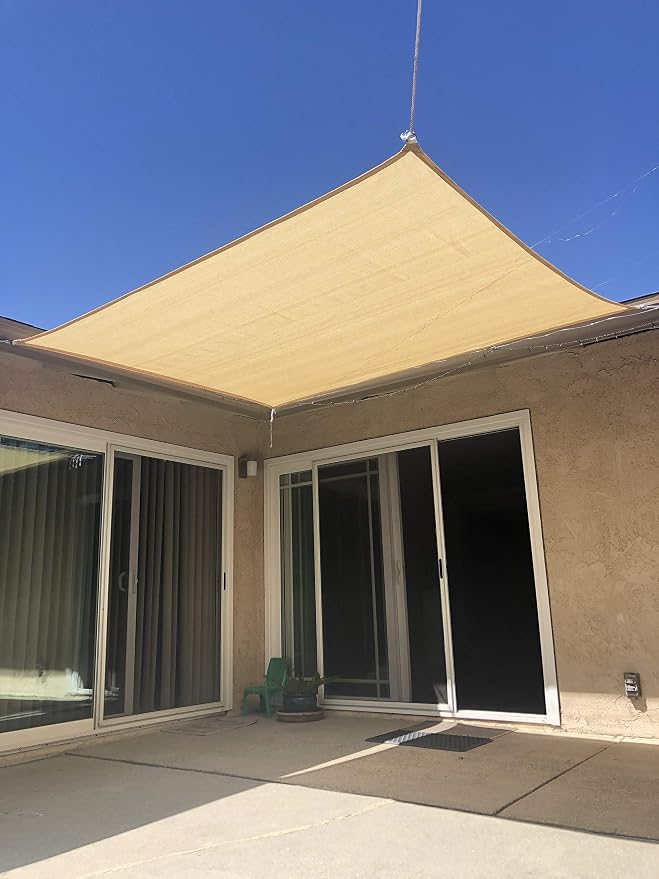 Eden's Decor Straight Flat-Edged Sun Shade Sail Rectangular 6' x 11' Wheat - Image 8
