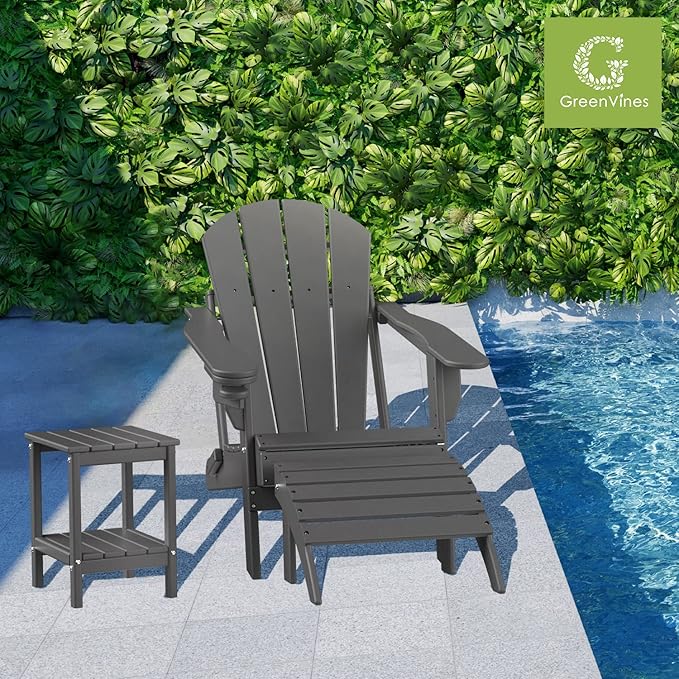 GREENVINES Adirondack-Outdoor-Side-Table | 14 x 13 Inches | HDPE Plastic | All - Image 2