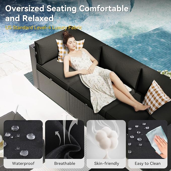 Aoxun Patio Furniture Set, 11 Piece Outdoor Sectional Sofas - Image 3