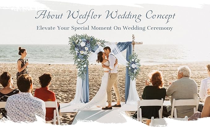 Artificial Flowers: Dusty Blue Silk Rose Swag Set for Wedding Arch