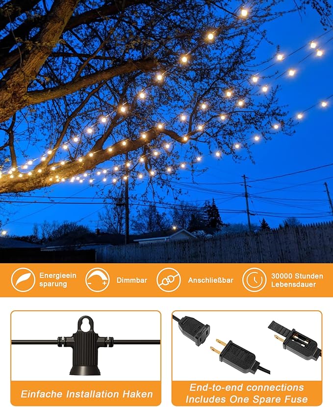 String Lights 240 FT Warm White LED Outdoor Waterproof