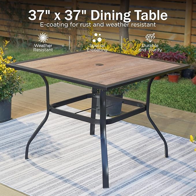 PHI VILLA 5 pcs Patio Dining Table and Chairs, Textilene Dining Chairs Sturdy - Image 6