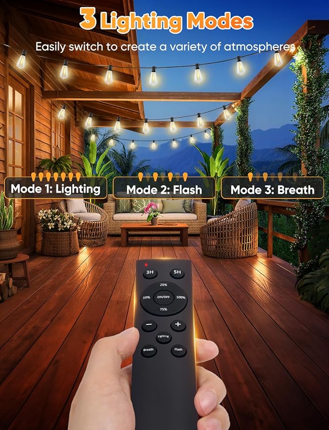 Brightever 180FT LED Outdoor String Lights, Dimmable Patio Lights - Image 3