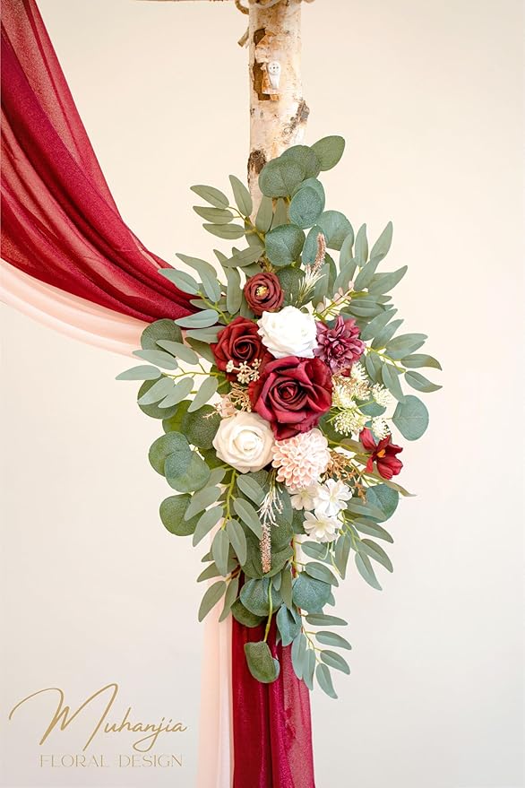 Artificial Flower Arch Swag Kit, 4 Pieces, Burgundy and Blush