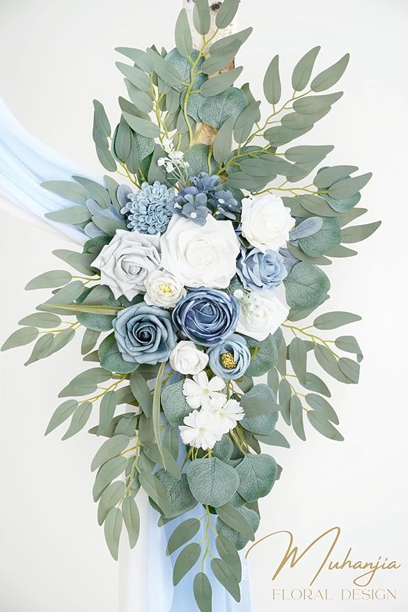 Grayish Blue Artificial Flower Arch Swag Kit, Silk, Pack of 4