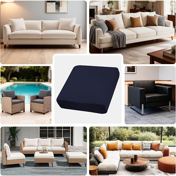 Cushion Covers Navy Stretch Fit Outdoor Patio Slipcovers