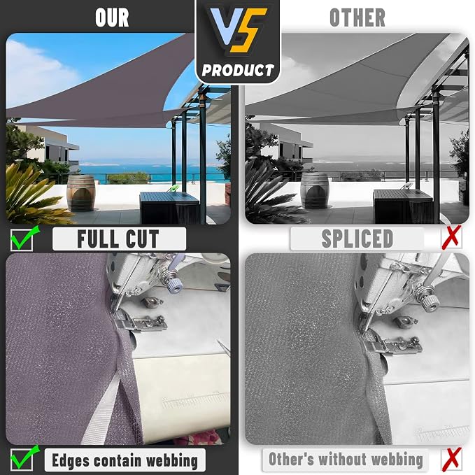 LOVE STORY Custom Size 7'x7'x7' Dark Grey Sun Shade Sail Triangle Sunhsade - Image 7