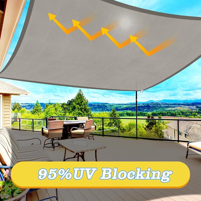 HappyTrends Sun Shade Sail, Heavy Duty UV Protection Beach Shade Canopy Wind - Image 3