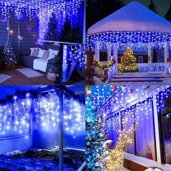 String Lights, 1216 LED, 99 ft, Blue, 8 Modes, Indoor/Outdoor