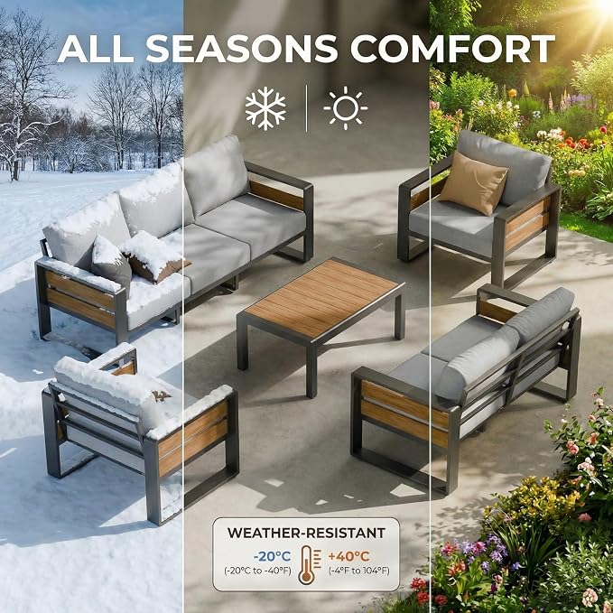 ZANDOR Aluminum Outdoor Patio Furniture Set, 5-Piece Metal Modern Outside - Image 9