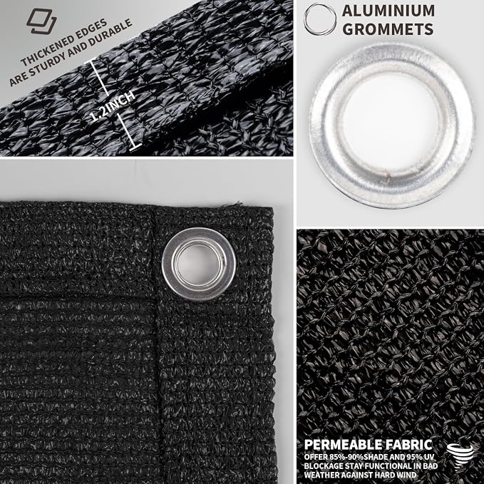 LOVE STORY Custom Size 2'6''x13' Black Balcony Privacy Screen, UV Block Privacy - Image 3