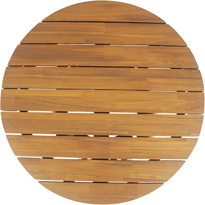 Merax Patio Outdoor Acacia Wood Round Coffee Table - Image 6