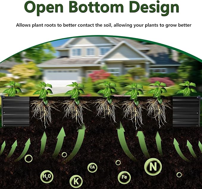 12×4×1FT Galvanized Raised Garden Bed Kit, Metal Planter Boxes, Large Outdoor - Image 5