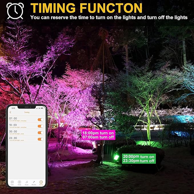 Flood Security Lights 4 Pack, 50W RGB Color Changing, IP66 Outdoor