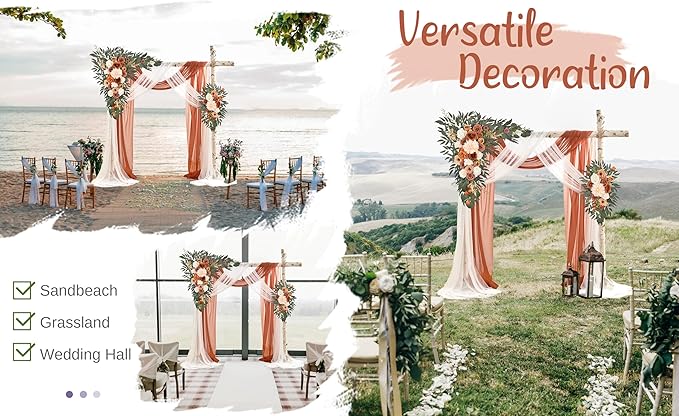 Artificial Flowers for Wedding Arch, Terracotta Silk Swag and Drape Set