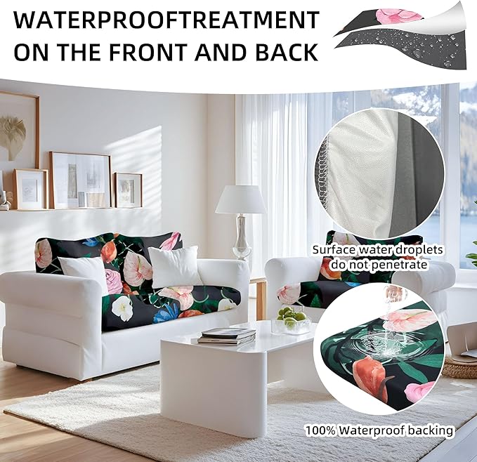 Sofa Covers for Patio Furniture, 8-Piece Stretch Polyester Set