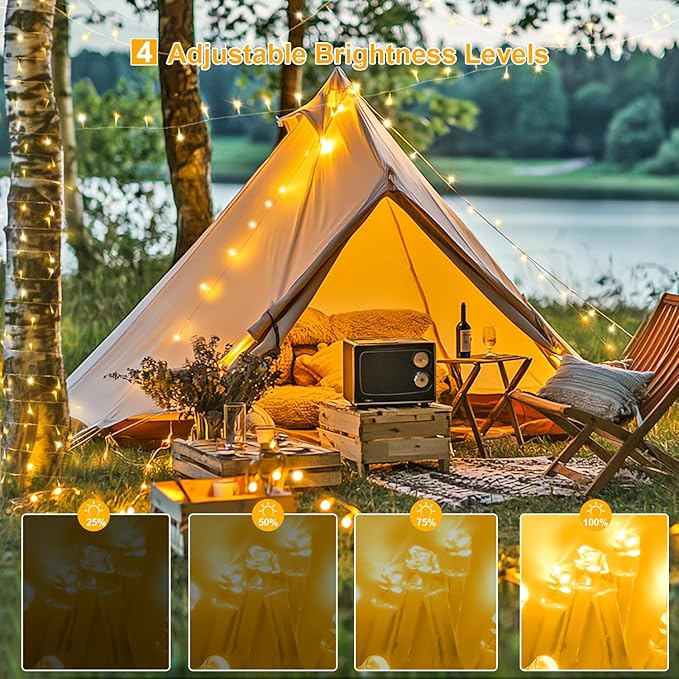 String Lights 1000 Warm White LED Outdoor Lights with Remote and Timer