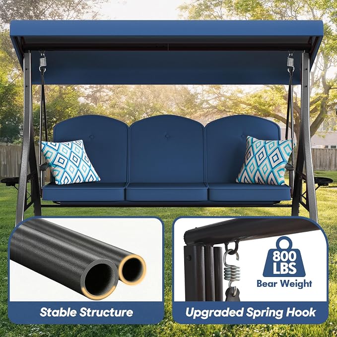3 Seat Outdoor Porch Patio Swing - Image 4