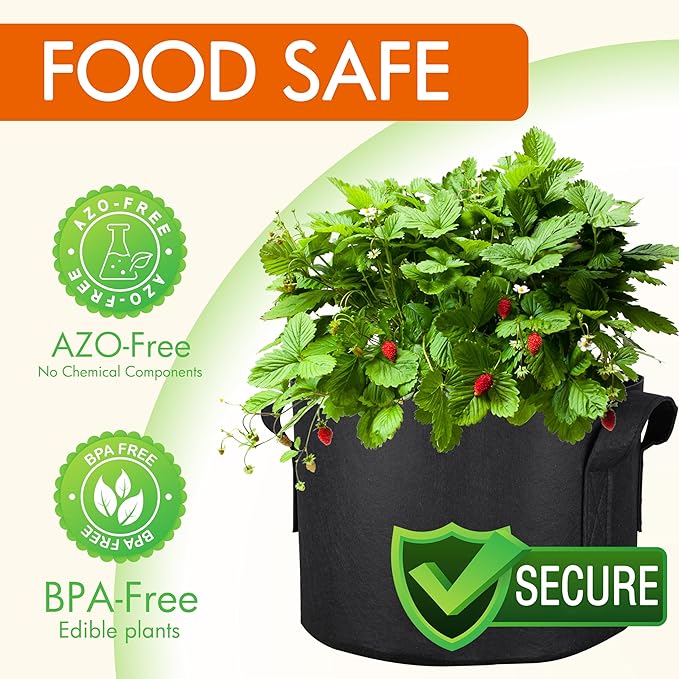 Gardzen 6-Pack 25 Gallon Grow Bags, Aeration Fabric Pots - Image 2