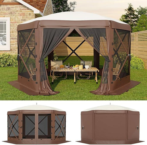 11.5x11.5FT 6-Sided Pop Up Gazebo Tent，One-Push Setup Canopy Tent by GarveeLife