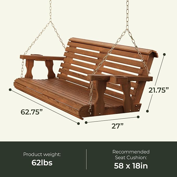 Amish Casual Roll Back Swing, Semi-Solid Black Stain, - Image 6