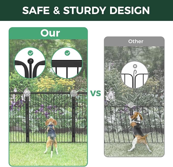 Decorative Garden Fence, 32in x 18.2ft Black Metal Animal Barrier