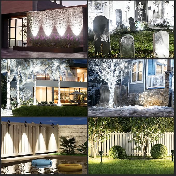 T-SUN Solar Spotlights, 4 LED Solar Powered Landscape Spotlights Waterproof - Image 2