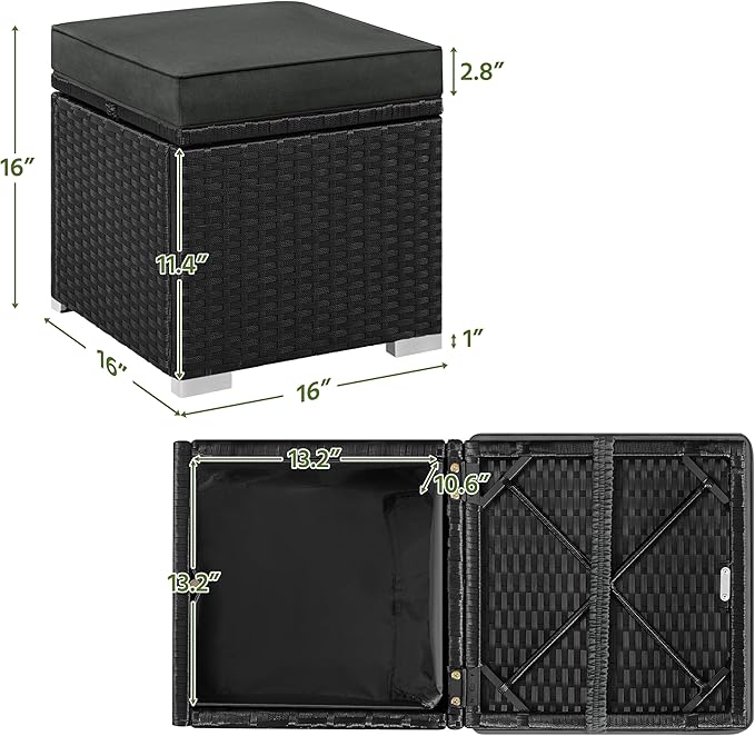 Yaheetech Wicker Ottomans, Outdoor/Indoor Footstools, Additional Seating - Image 3