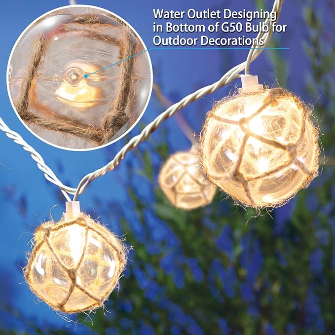 Indoor String Lights, 10 Clear Nautical Buoy Balls, 9.83 Ft Plug-In