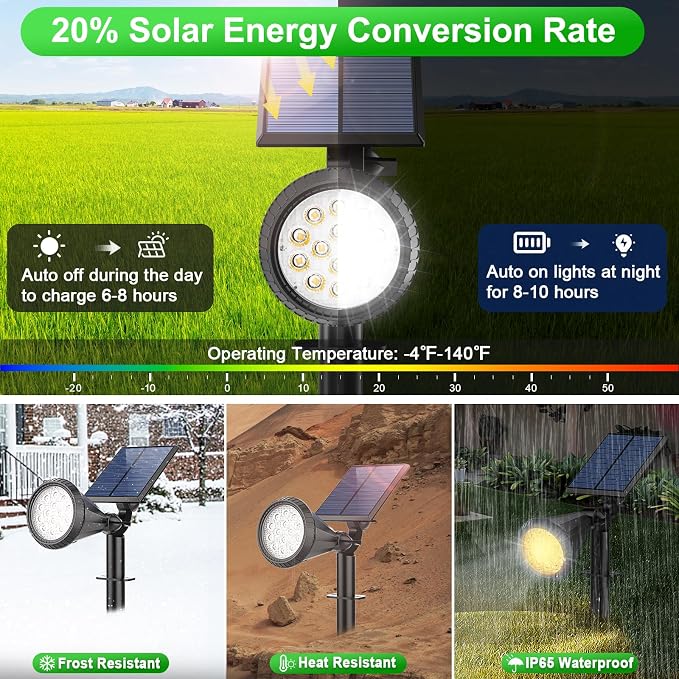 Color Changing Solar Spot Lights Outdoor Waterproof 180° Adjustable Colored RGB - Image 4