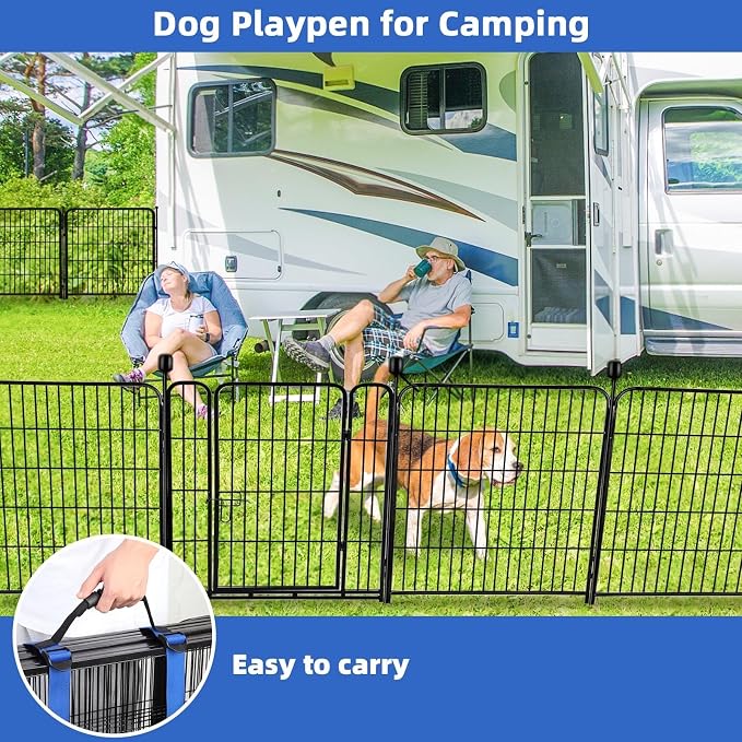 ADAVIN 32 in Garden Fences and Borders, 1 Gate+3 Panels Dog Fence Outdoor - Image 6
