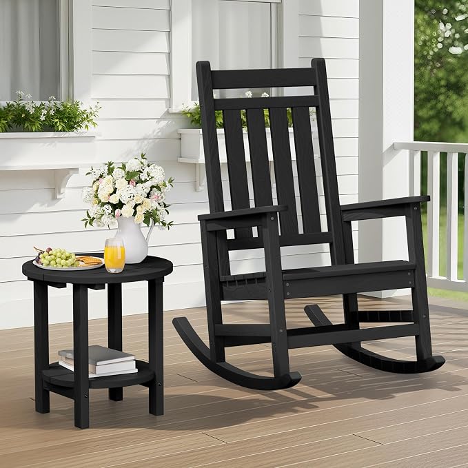 SERWALL Round Outdoor Side Table Set of 2, HDPE Small Adirondack Double End - Image 9