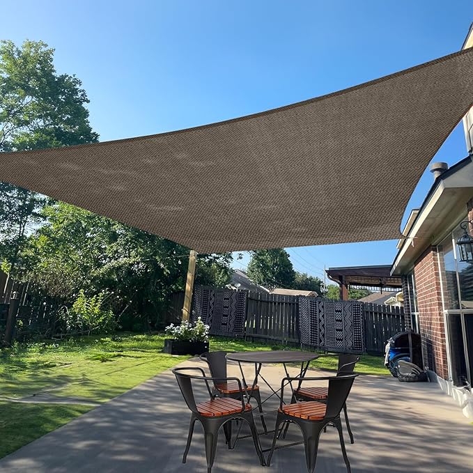 SUNLAX Sun Shade Sail 11' x 14' Brown Rectangle Canopy Sail Shade Cover UV by SUNLAX