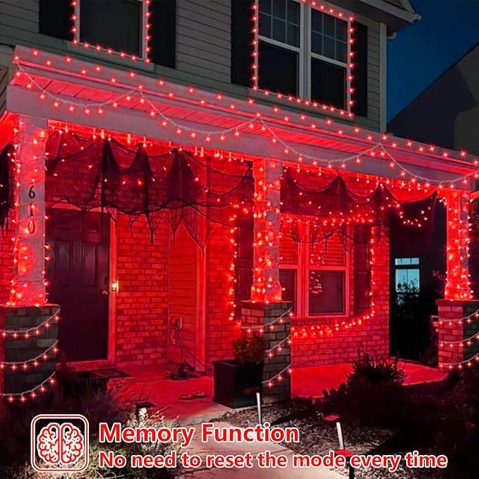 String Lights 165ft 500 LED Red Waterproof Outdoor Halloween