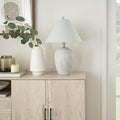 Table Lamp with Gray Distressed Ceramic Base, 23 Inch Height
