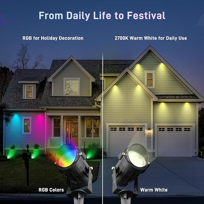 Christmas RGBW Landscape Spotlight, 12W RGBW Color Changing Outdoor Spot Lights - Image 9